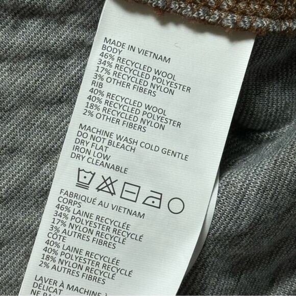 Prana Frozen Falls Sepia Brown Recycled Wool Blend 1/4 Button Pullover Sweater L - Picture 8 of 9